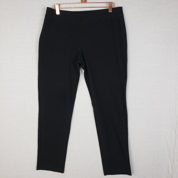 EILEEN FISHER System Washable Stretch Crepe Slim Ankle Pant Black size M - Picture 2 of 12